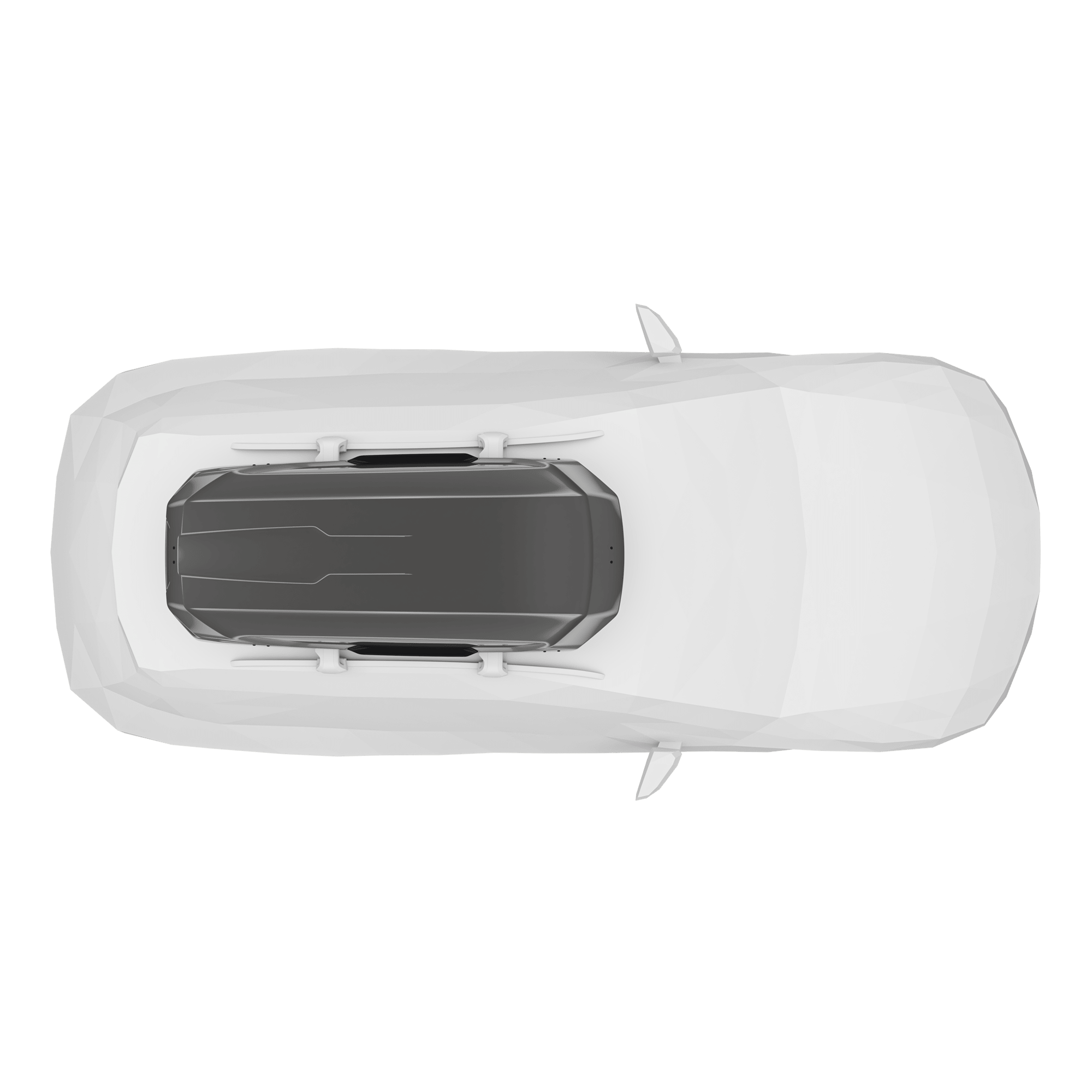Thule Motion 3 L Titan Glossy roof box on a white car, top-down view.