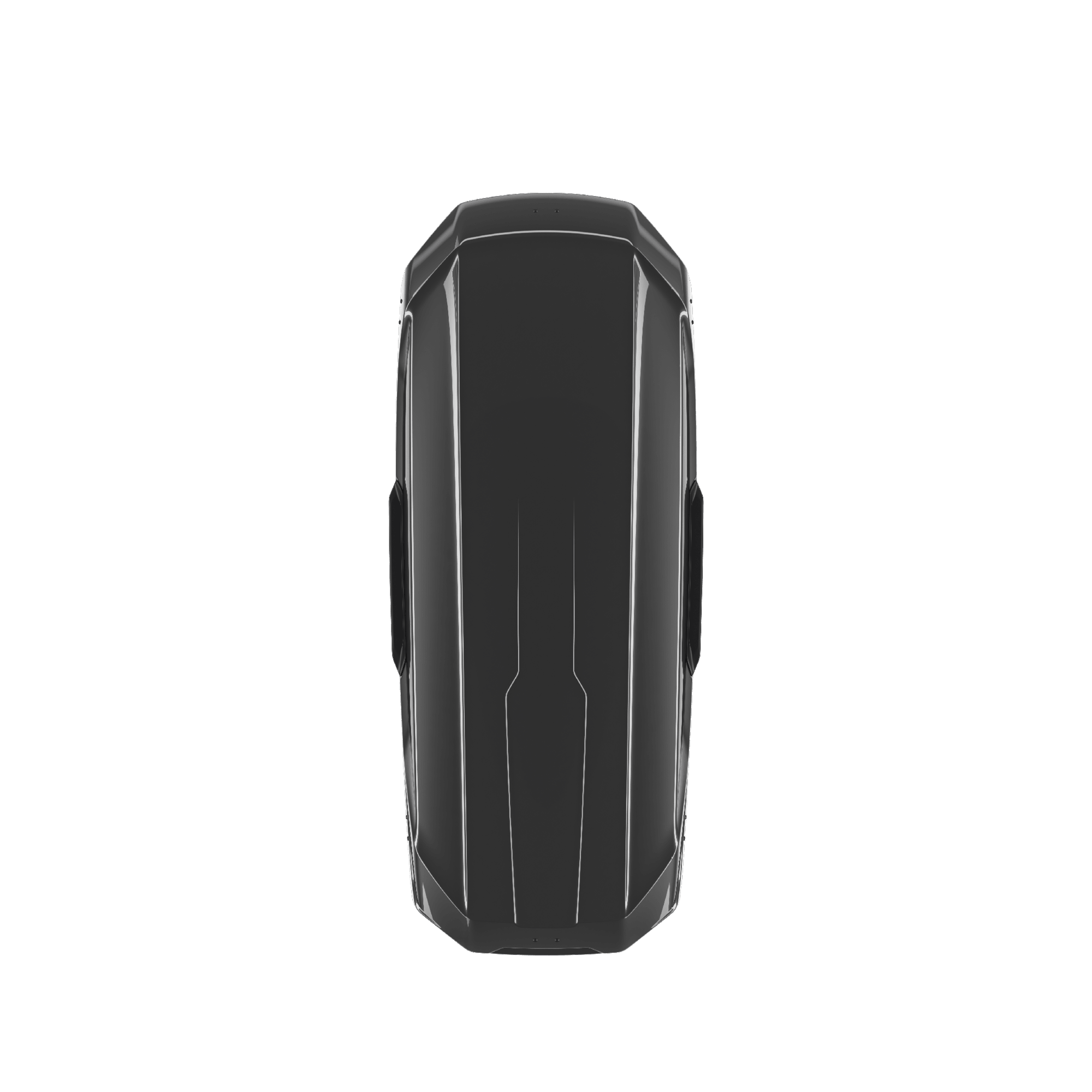 Sleek black glossy Thule Motion 3 XL roof box with aerodynamic design and robust ABS plastic.