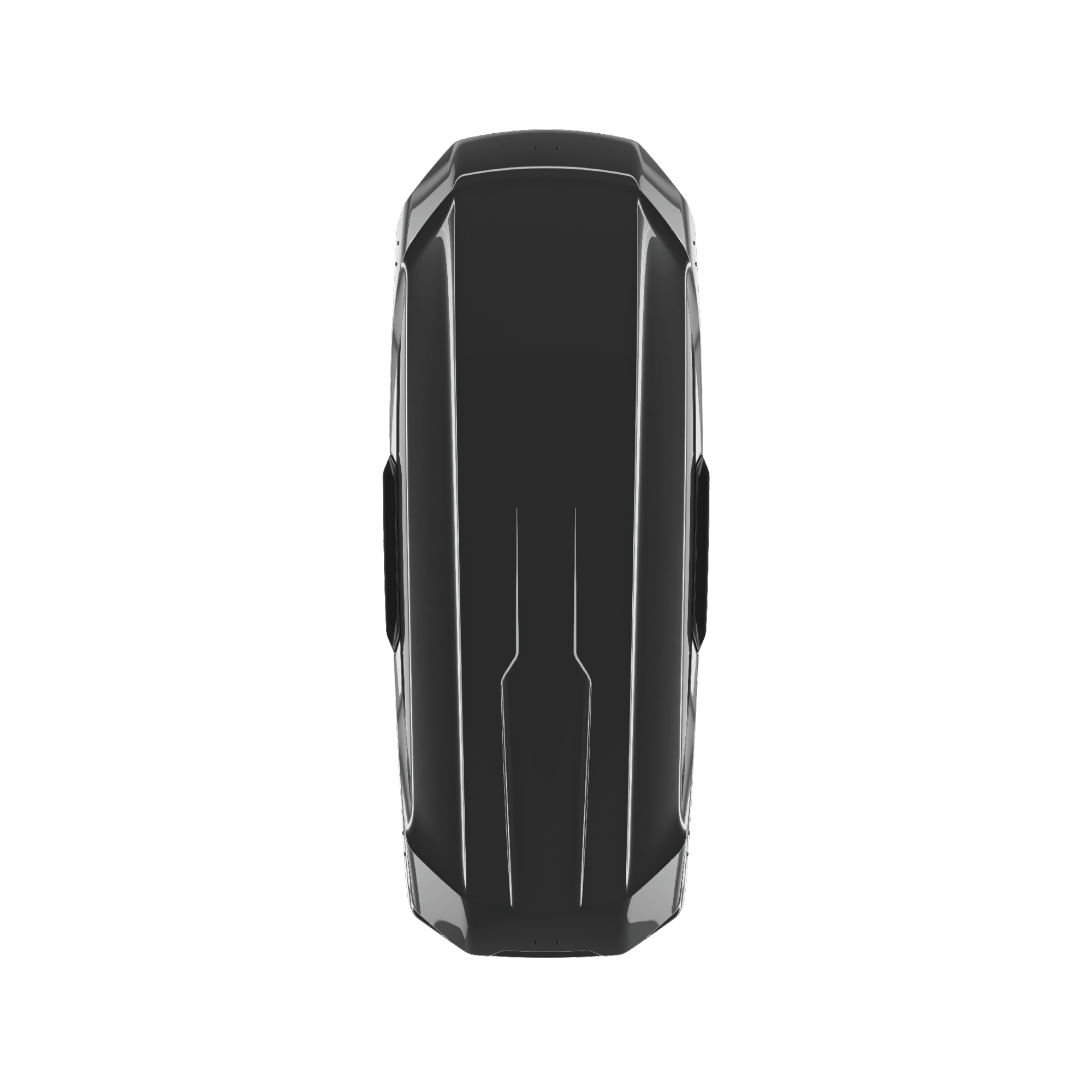 Thule Motion 3 XXL glossy black ABS plastic roof box, top-down view.