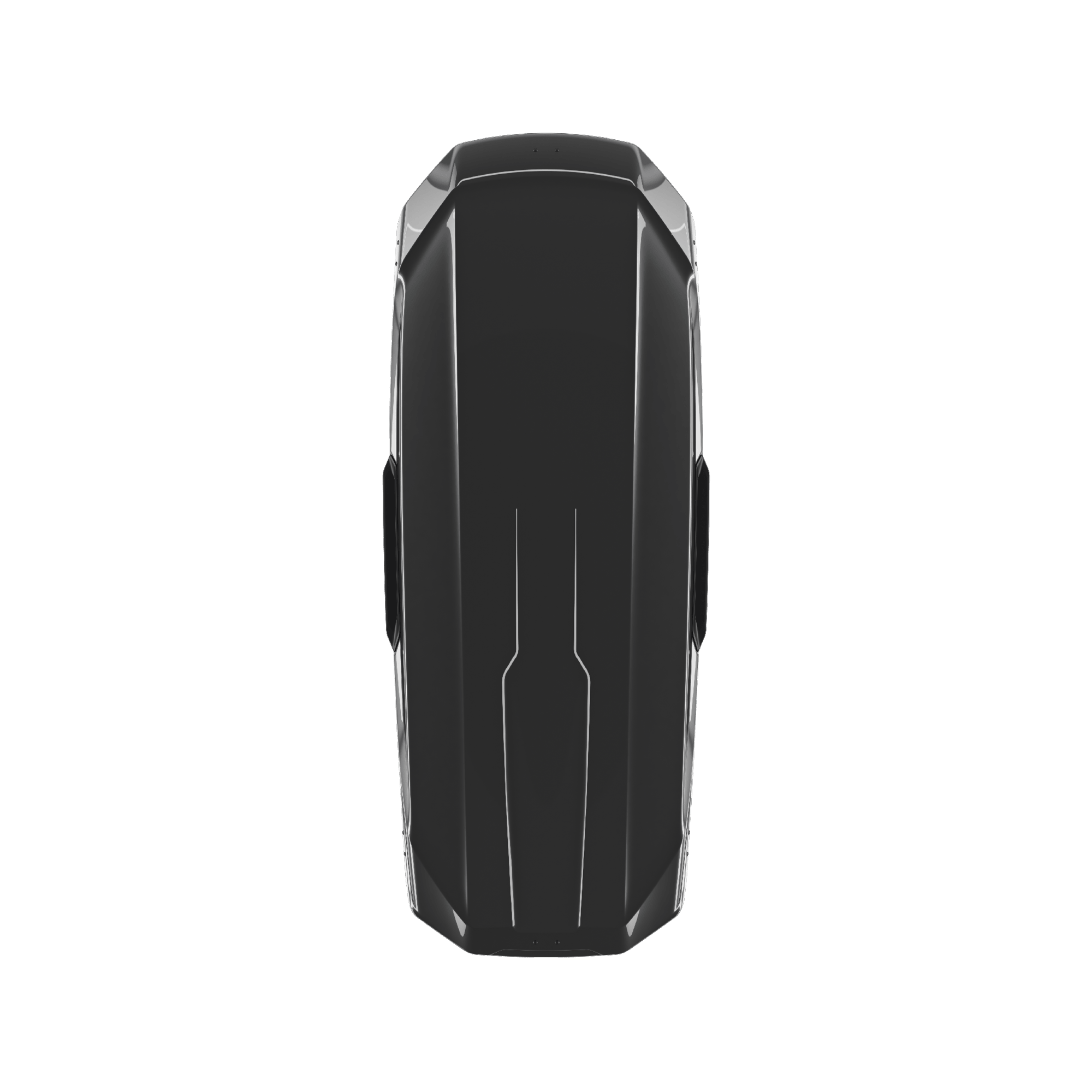Thule Motion 3 XXL Low roof box, sleek black ABS plastic, aerodynamic wing-shaped design.