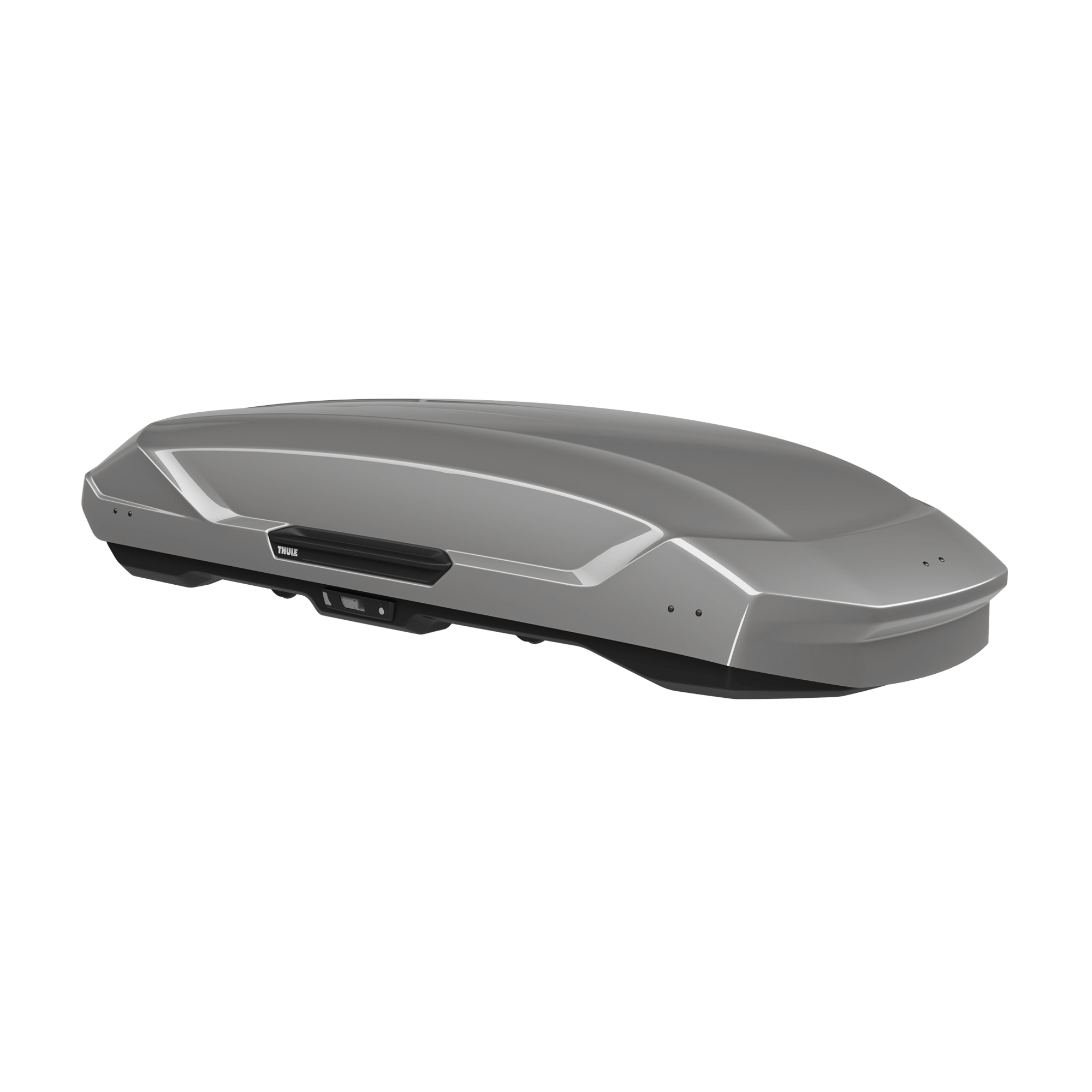 Thule Motion 3 XXL roof box in titan glossy ABS plastic, sleek aerodynamic design.