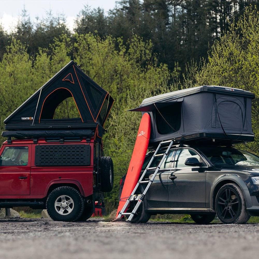 Collection of vehicles with TentBox roof tents on top