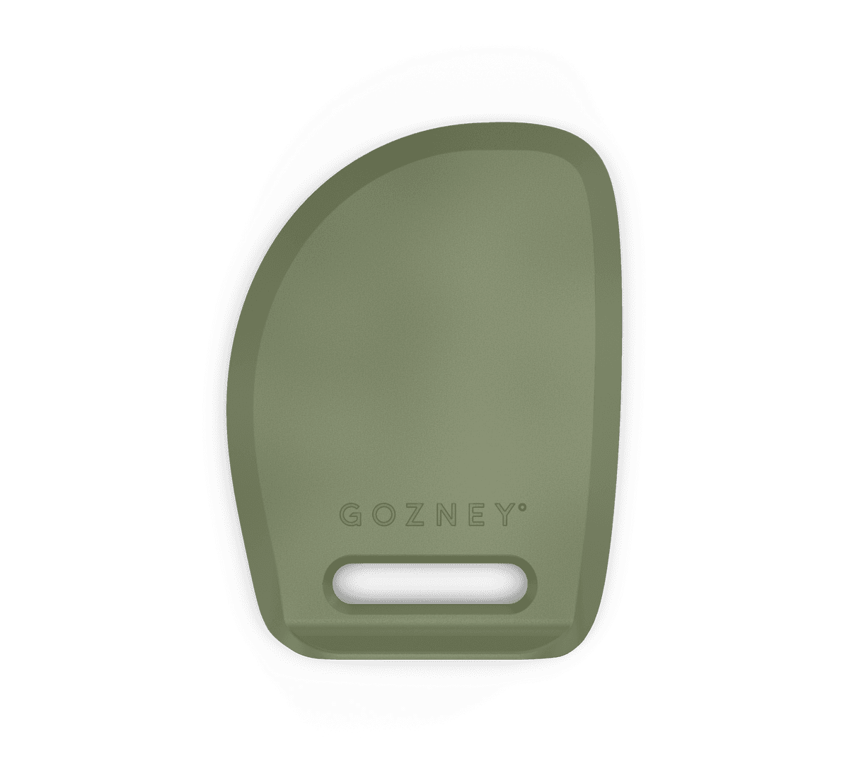 Gozney Dough Scraper, a green silicone scraper with a stainless steel core and embossed logo.