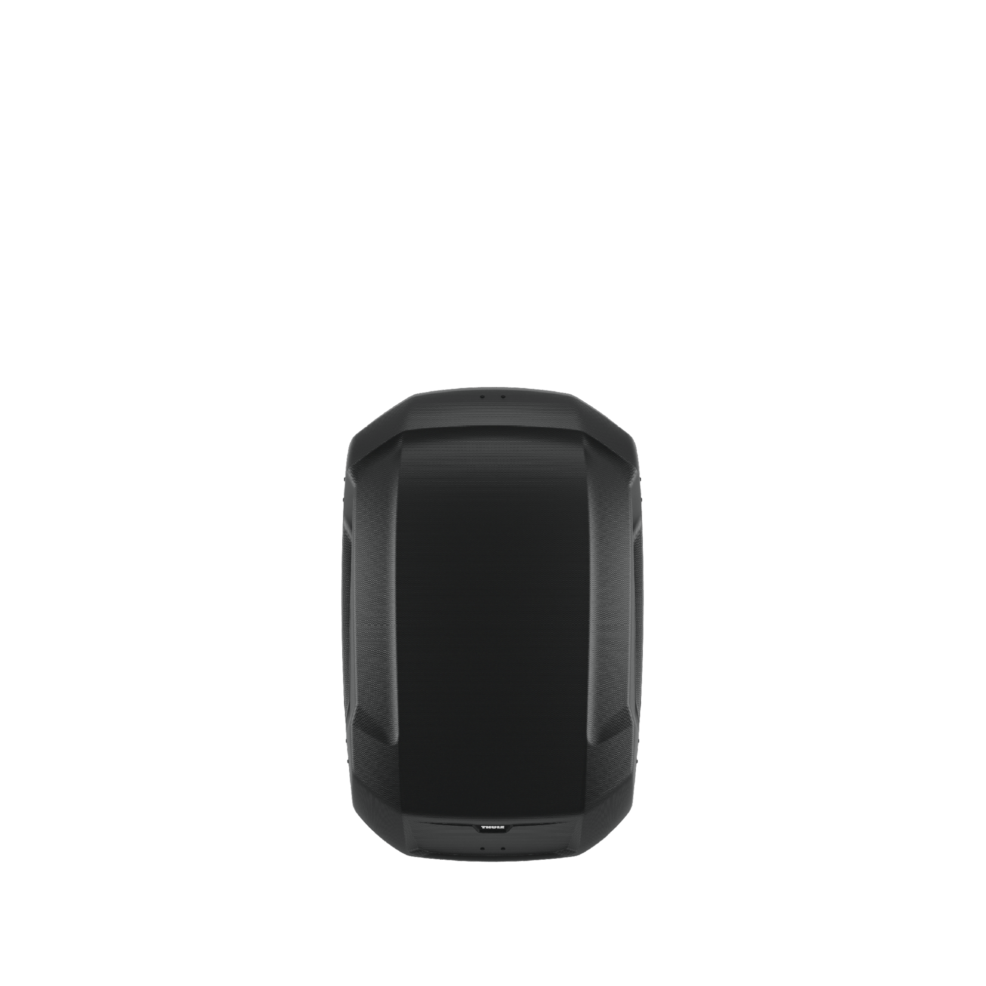 Black Thule Force 3 S roof cargo box, sleek ABS plastic, top-down view.