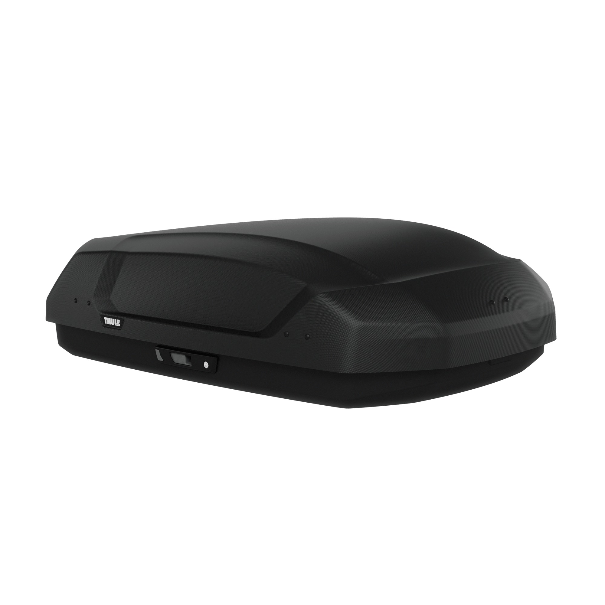 Thule Force 3 S black ABS plastic roof cargo box with sleek, aerodynamic design.