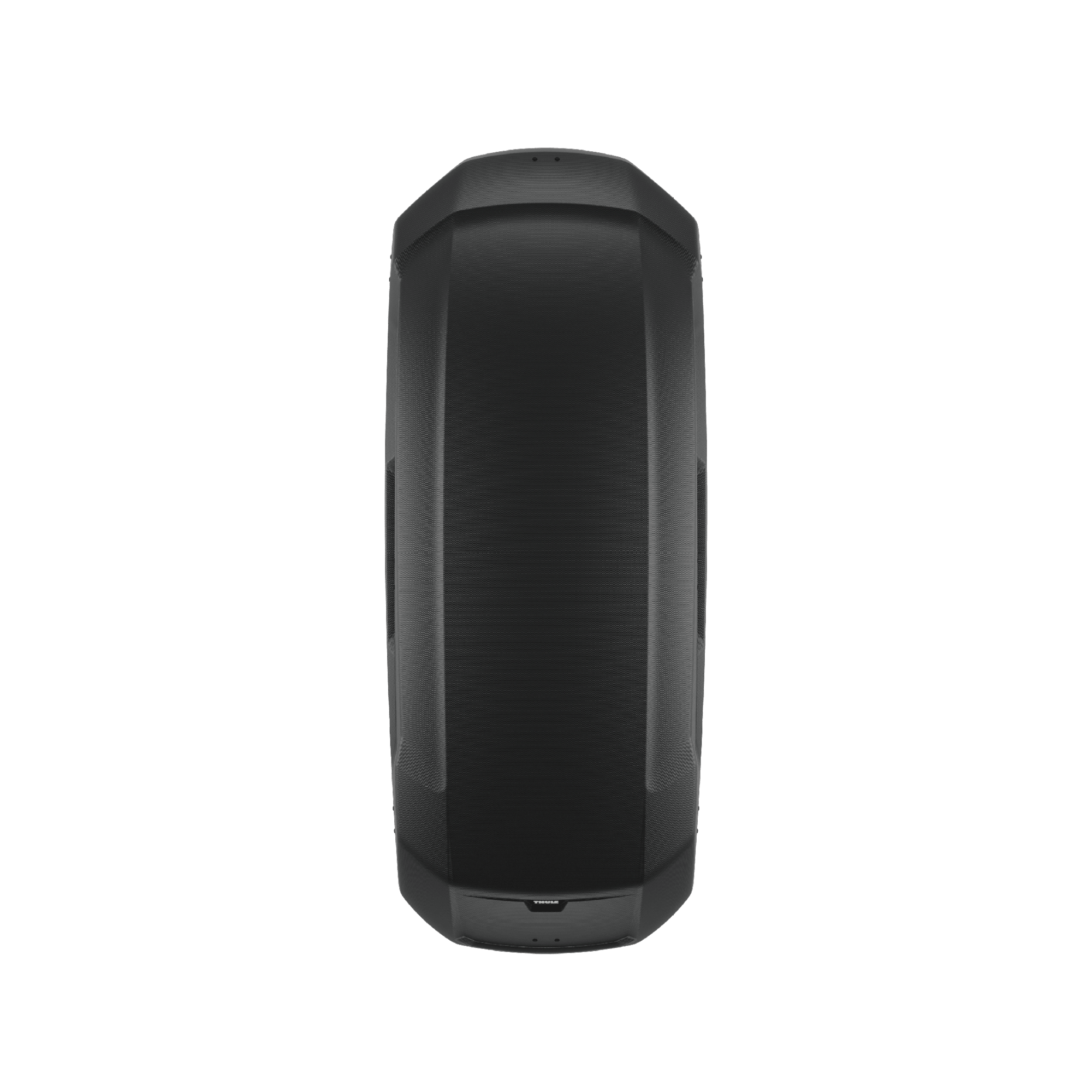 Thule Force 3 XL black roof cargo box, top-down view, sleek aerodynamic design.