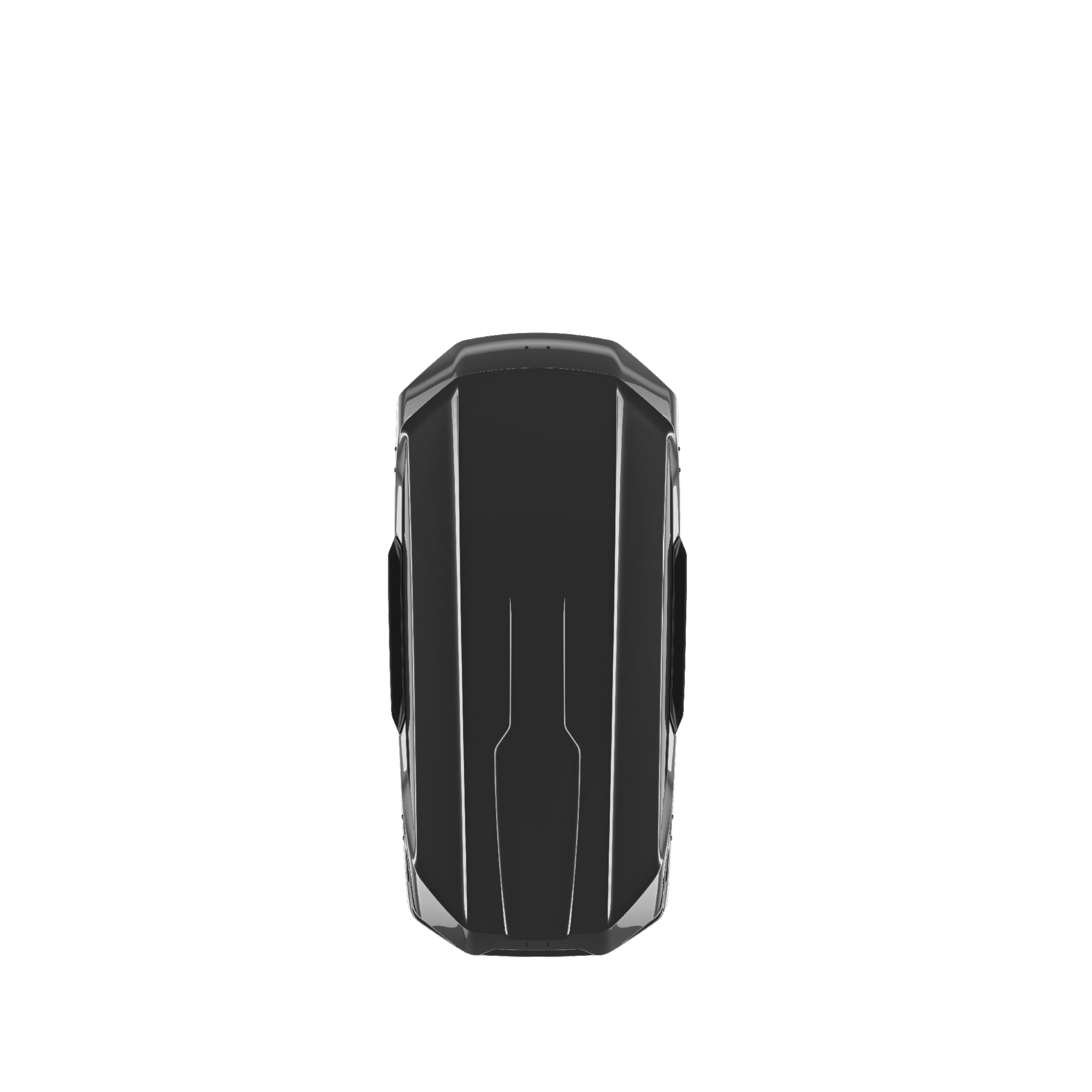 Thule Motion 3 M roof box, sleek black ABS plastic, aerodynamic wing-shaped design.