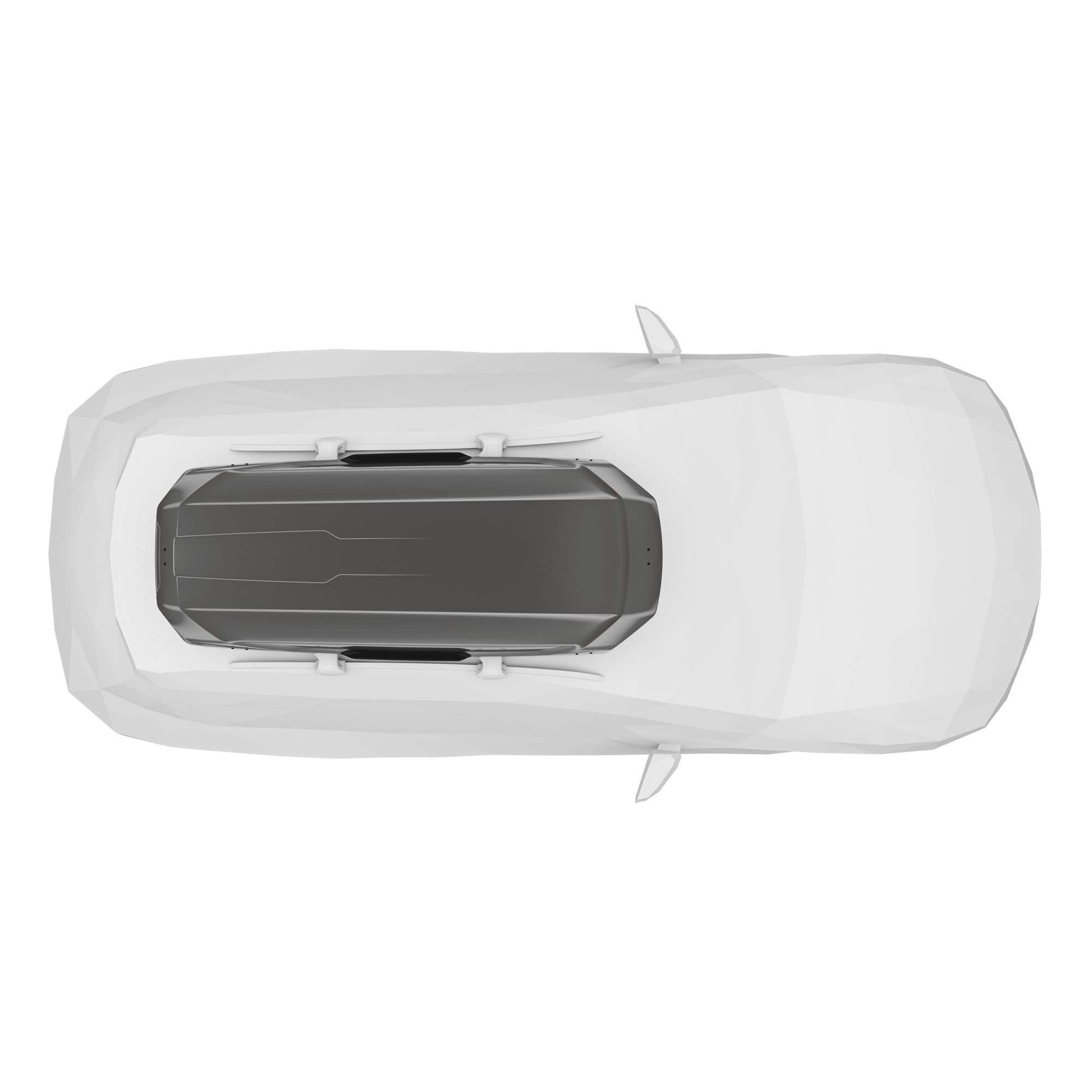 Thule Motion 3 XL Titan Glossy roof box on a white car, top-down view.