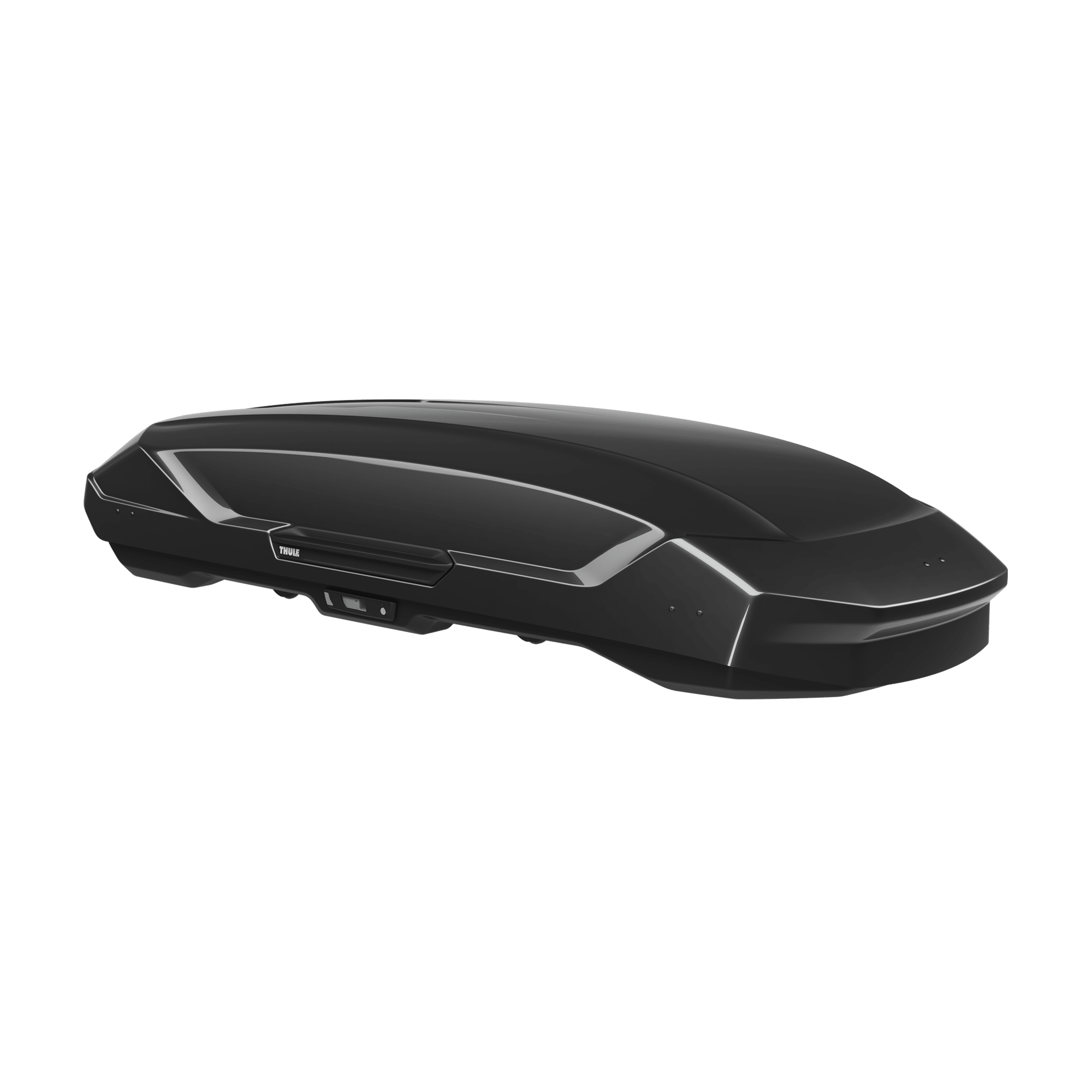 Thule Motion 3 XXL black glossy ABS plastic roof box with aerodynamic design.