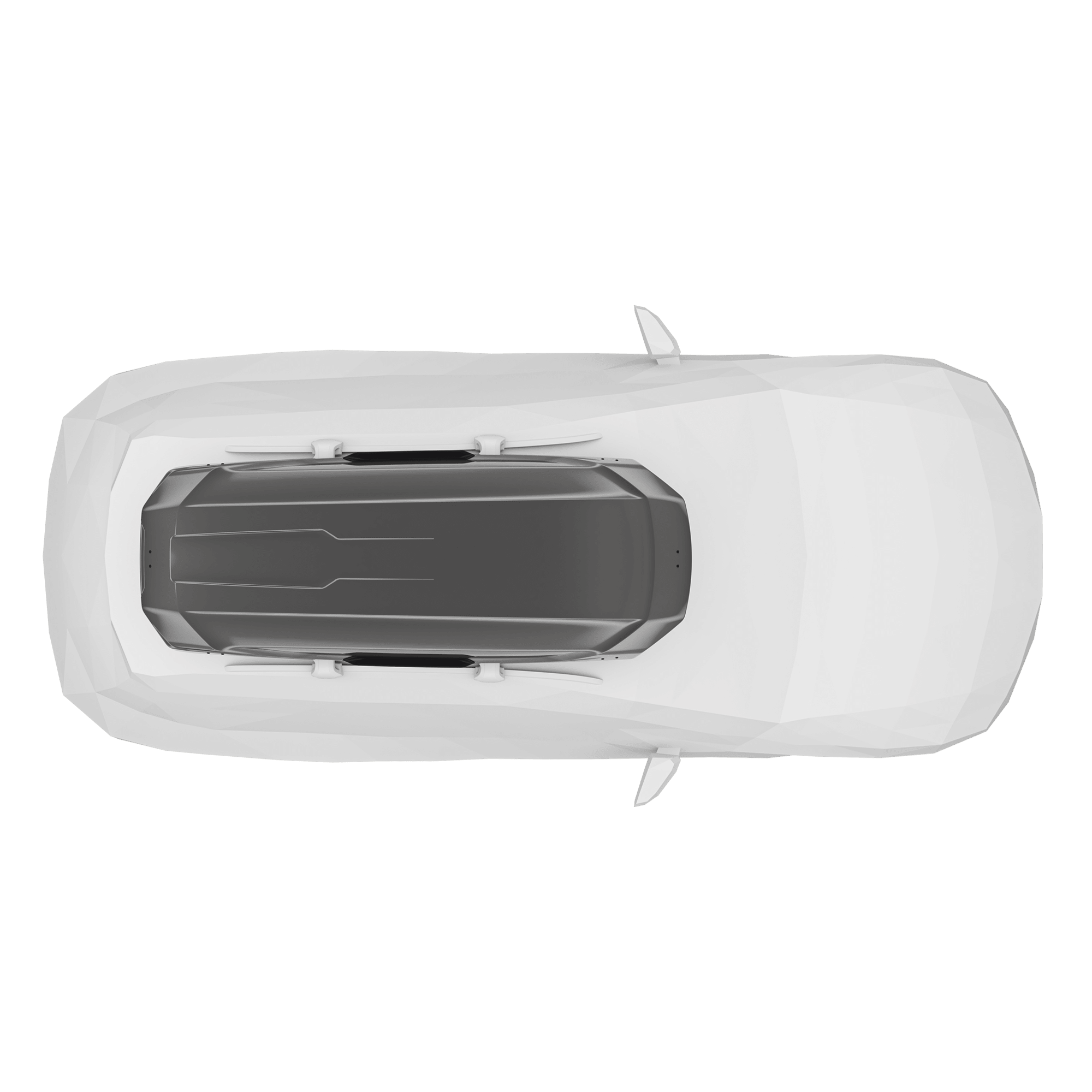 Thule Motion 3 XXL Titan Glossy roof box on a white car, top-down view.