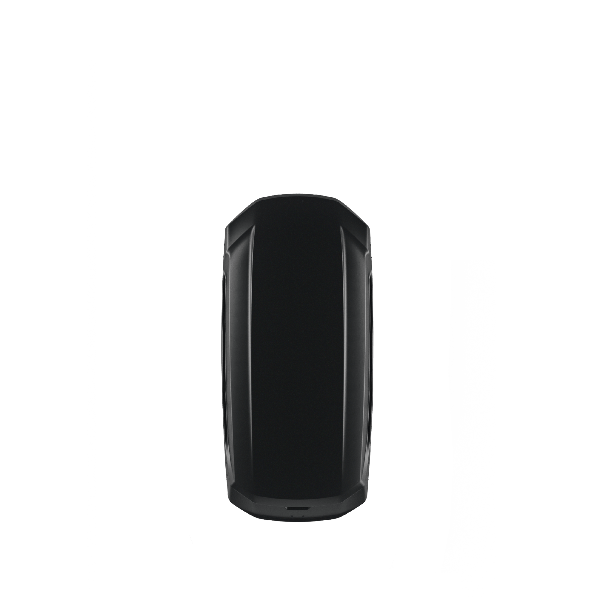 Black Thule Pulse 2 M roof box, streamlined ASA-ABS plastic, top-down view.