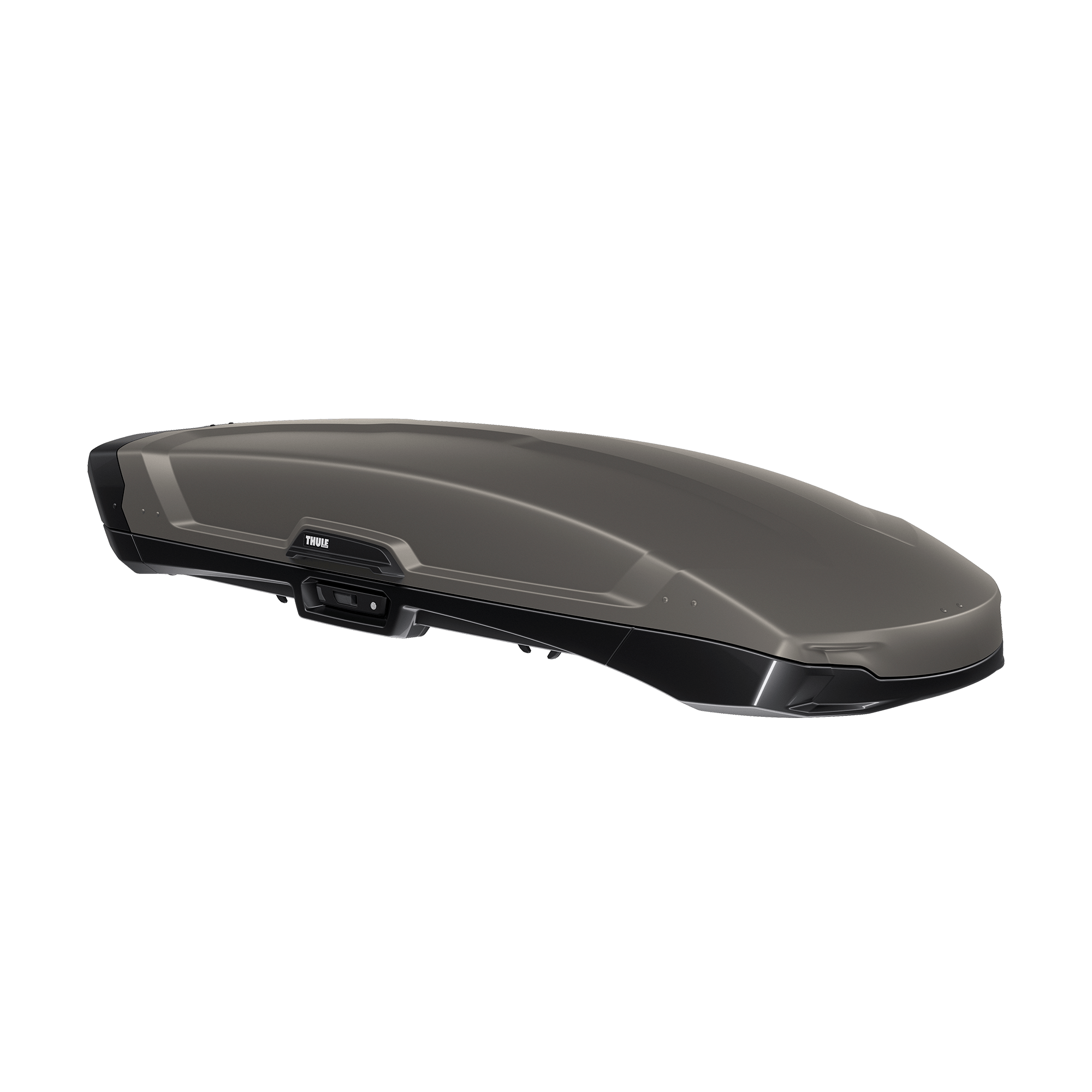 Thule Vector L roof box in Titan Matte, a sleek, dark gray ABS plastic cargo carrier with sporty design.